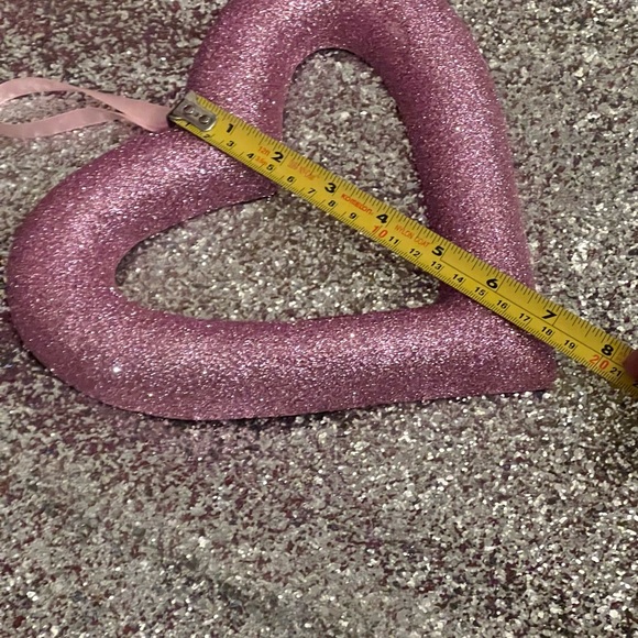 BLING GLITTER STYROFOAM HANGING HEART PINK - Picture 3 of 4